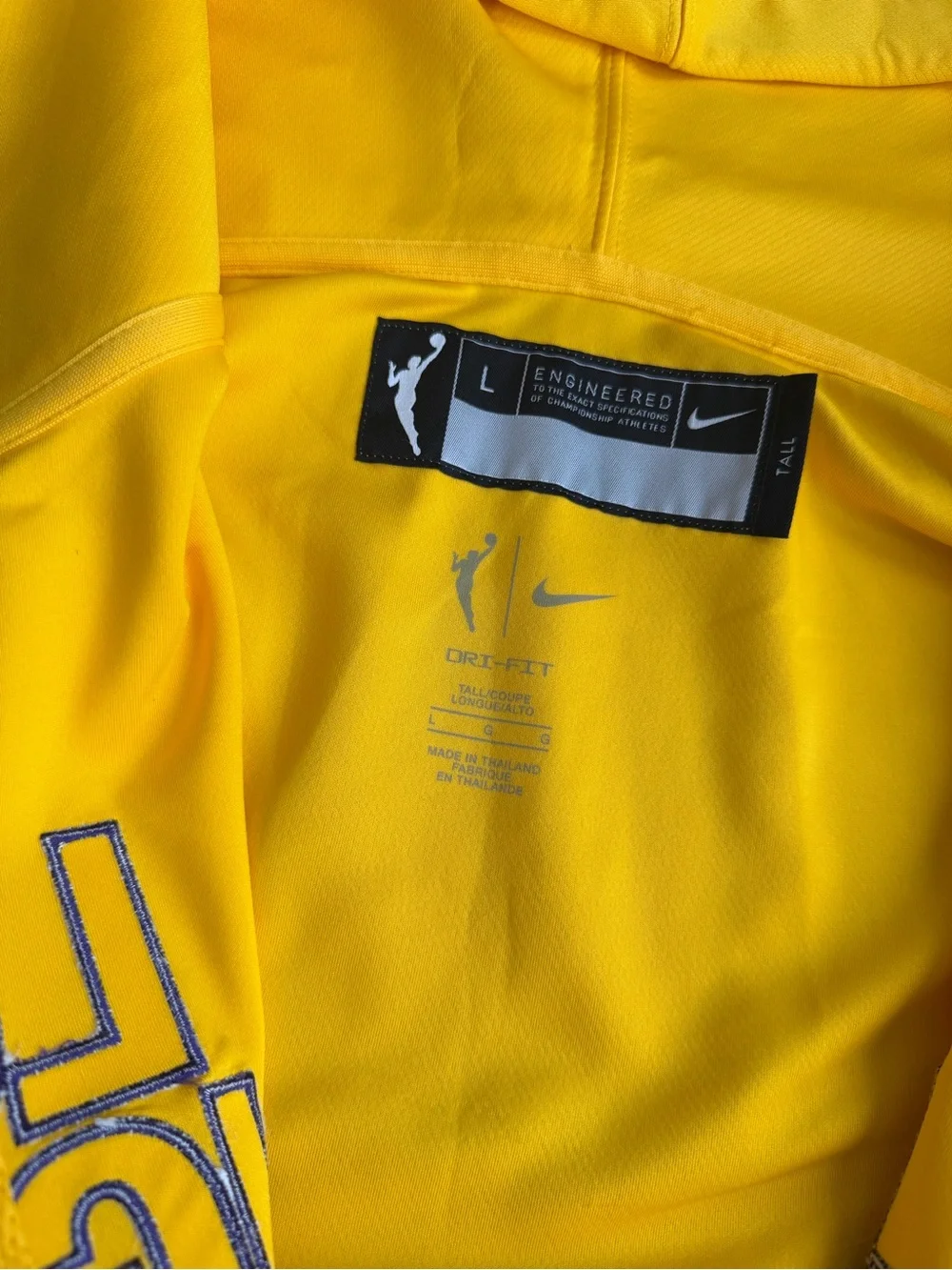 WNBA LOS ANGELES SPARKS NIKE PRACTICE HOODIE Dri-fit Yellow SIZE L TALL NEW
